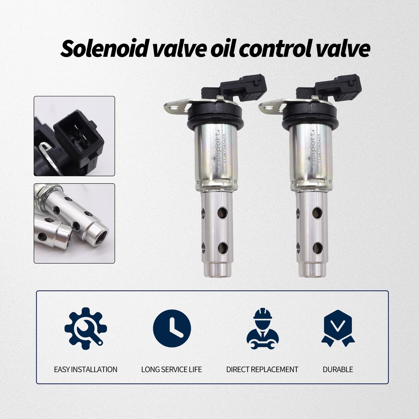 HiSport 11367585425 2PCS Vanos Solenoid Valve Oil Control Valve Compatible with BMW 740Li 740i 535xi 535i 530xi 530i 528xi 528i 525xi 525i 335xi 335IS 335i 330xi 330i 1 Series M 128i 135i 325i X3 Z4