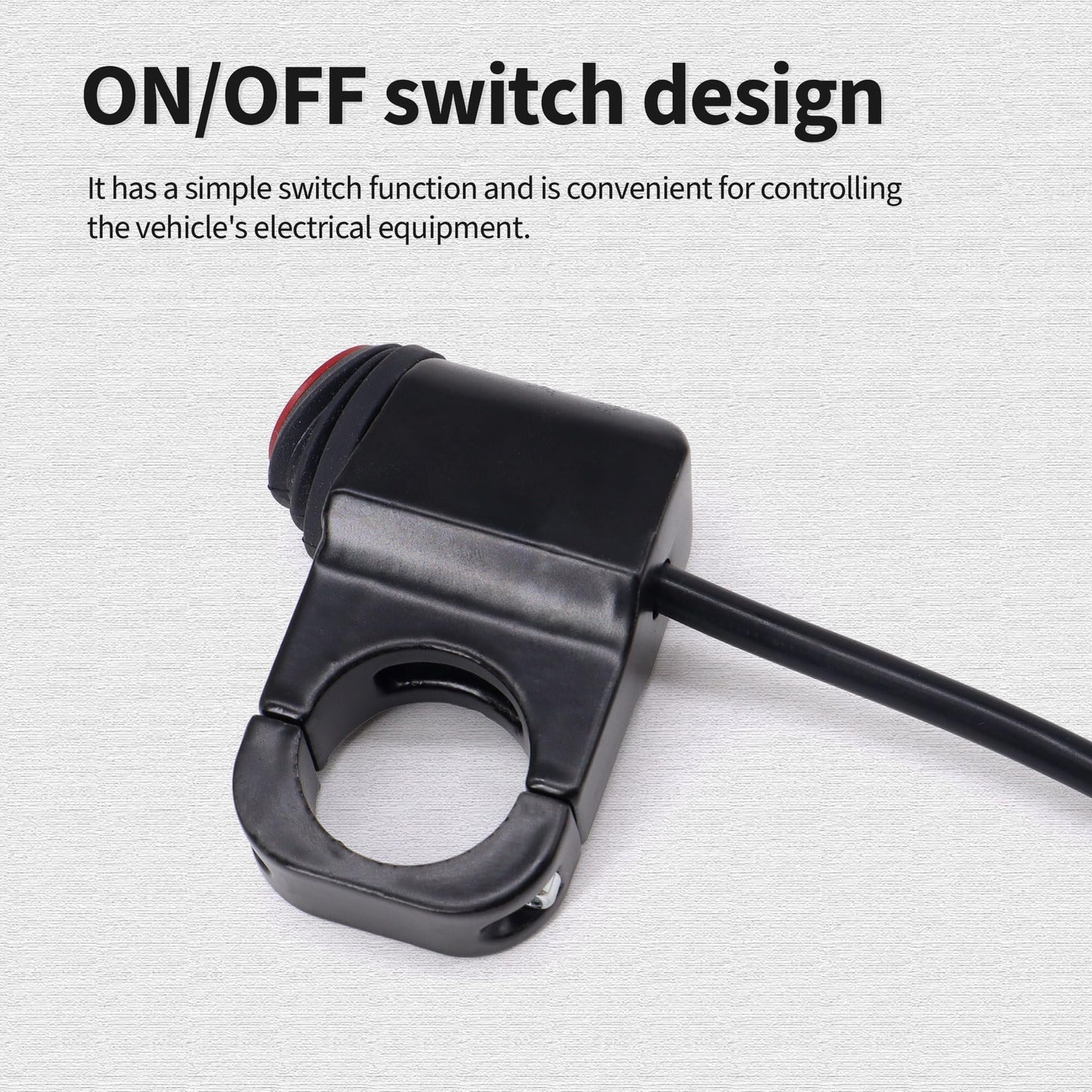 HiSport 1PC Motorcycle Handlebar Switch Plug and Play 12V ATV Handlebar Light Switch Push Button Waterproof ON Off Switches Compatible with ATV UTV Driving Lights- Fits 7/8" Handlebars (22mm)