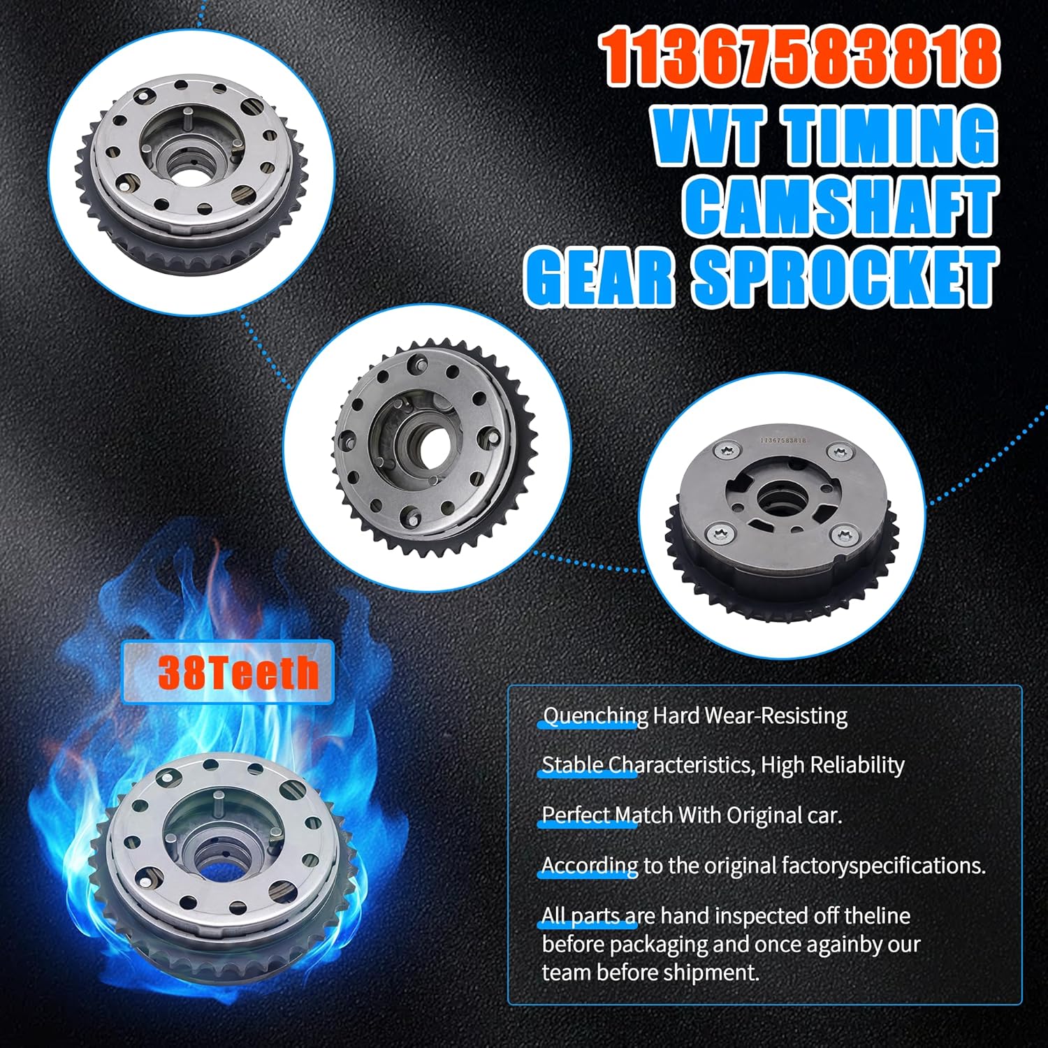 HiSport Engine Variable Valve Timing (VVT) Camshaft Sprocket Gears Intake and Exhaust - Compatible with X3 X4 Z4 520 528 328 428i N20 N26 - Replace 11367583818 11367583819