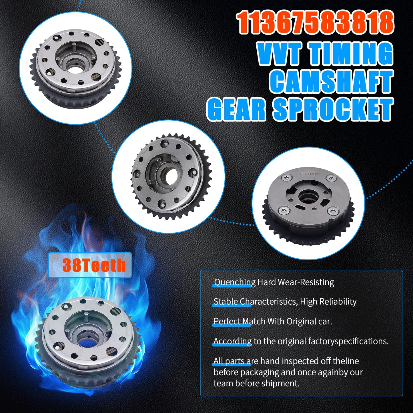 HiSport Engine Variable Valve Timing (VVT) Camshaft Sprocket Gears Intake and Exhaust - Compatible with X3 X4 Z4 520 528 328 428i N20 N26 - Replace 11367583818 11367583819