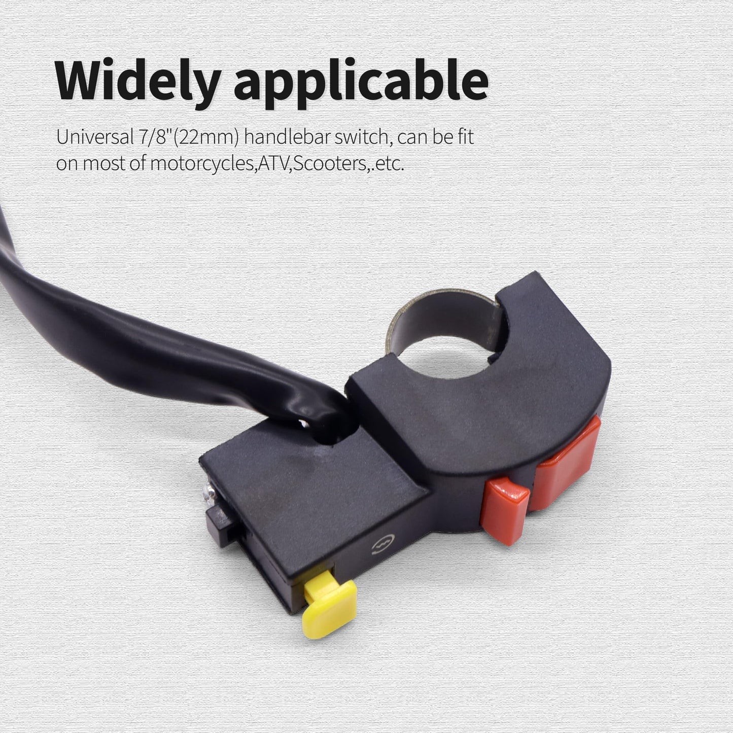 HiSport 12V Universal Handlebar Switch ON/Off 7/8" 22mm Start/Kill Starter/Stop Motorcycle Light Switch Compatible with Scooter Pit Dirt Bike K-F005, Mini Bike