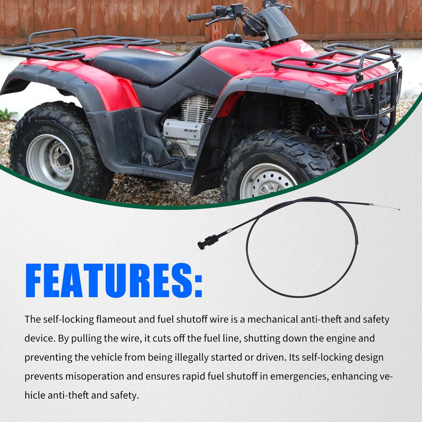 HiSport Choke Cable with Starter Valve Plunger Kit - Compatible with Honda Rancher 350 2000-2003 Replaces 17950-HN5-671