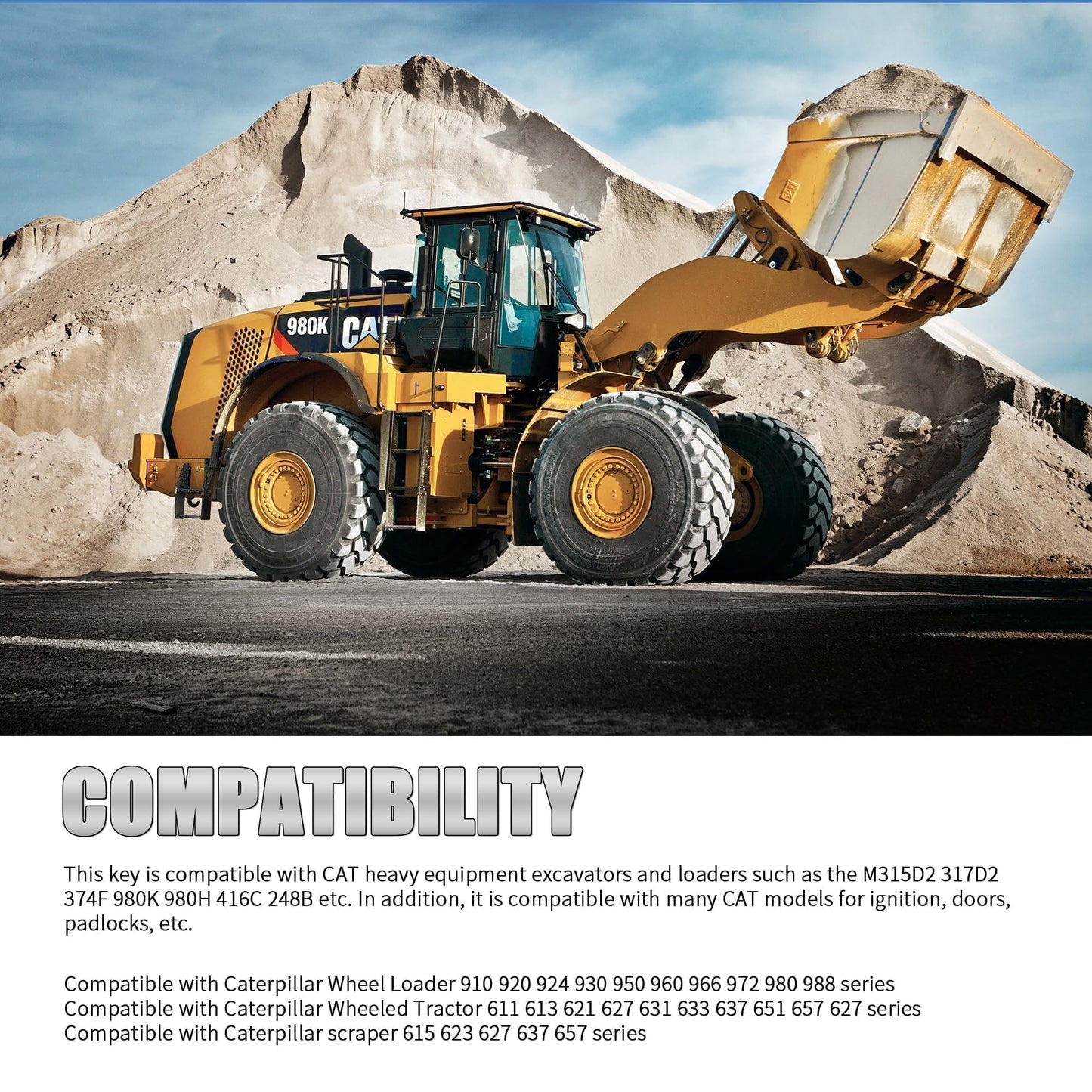 HiSport 5P8500 Heavy Equipment Master Keys Compatible with Cab Doors Side Panels Cat Padlocks Cat Dozers Backhoes Compactors Articulated Trucks Excavators Cat Equipment Battery