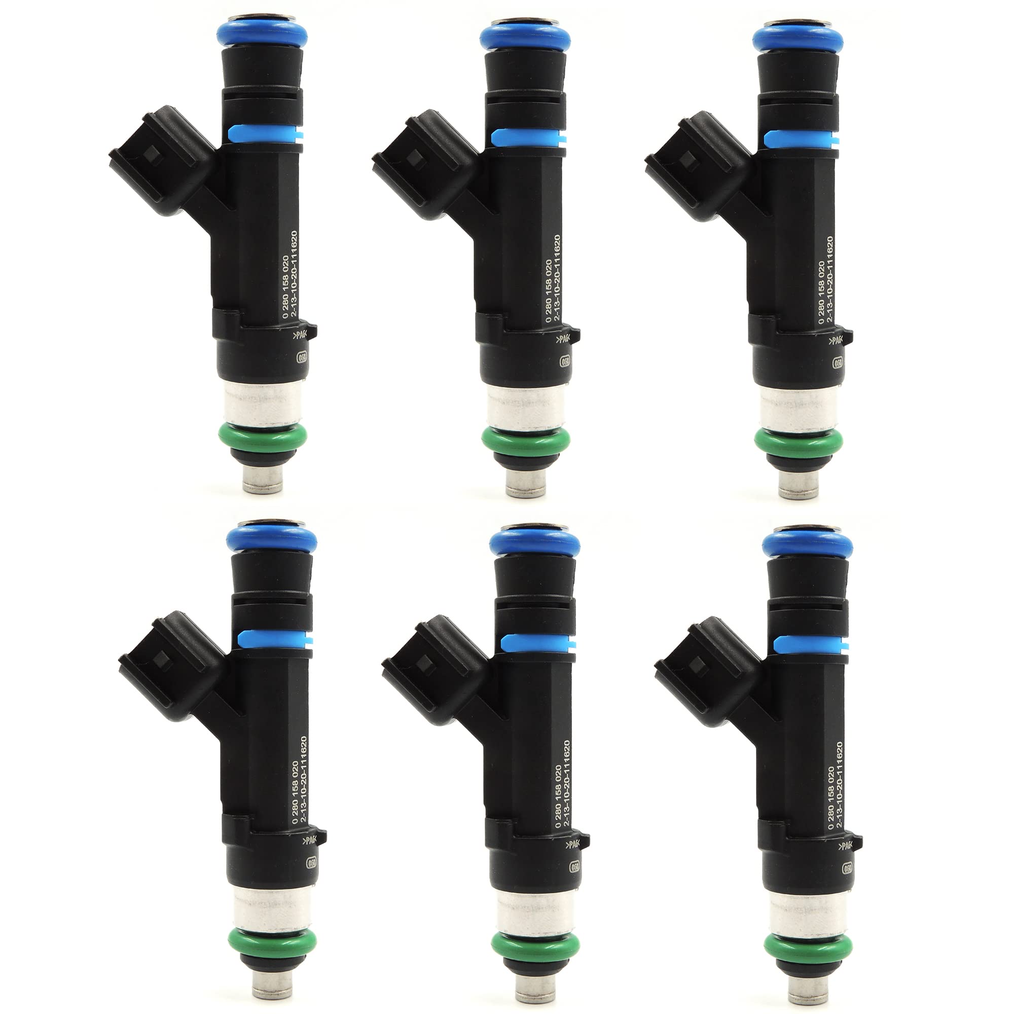 HiSport Fuel Injector 0280158020 6 PCS Repalcement For 2004-2012 Dodge Jeep 3.7L V6 - HiSport