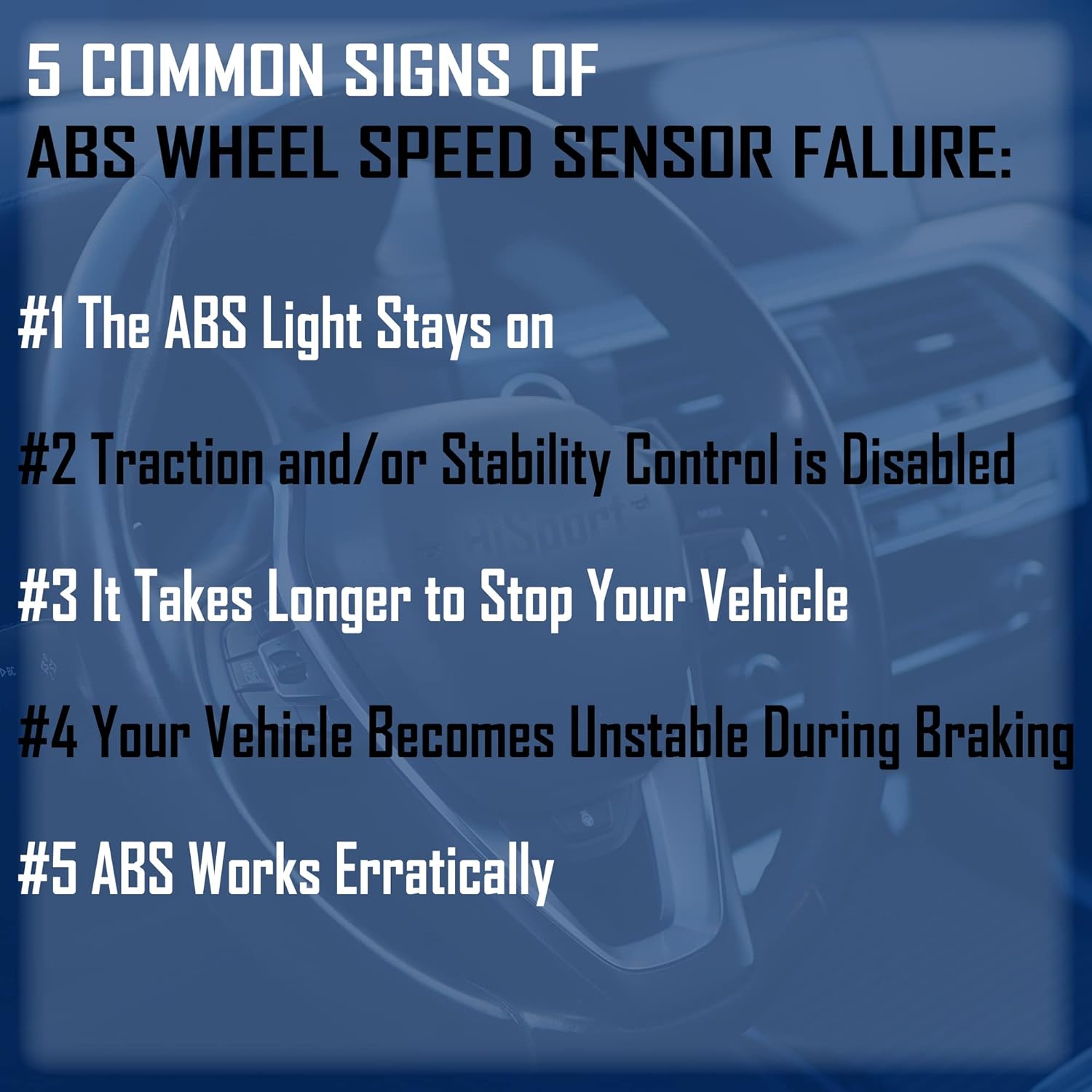 HiSport ABS Wheel Speed Sensor - Anti-Lock Braking System Rear Left Location, Compatible with Chevy Impala/Malibu/Malibu Limited Replaces ALS2637