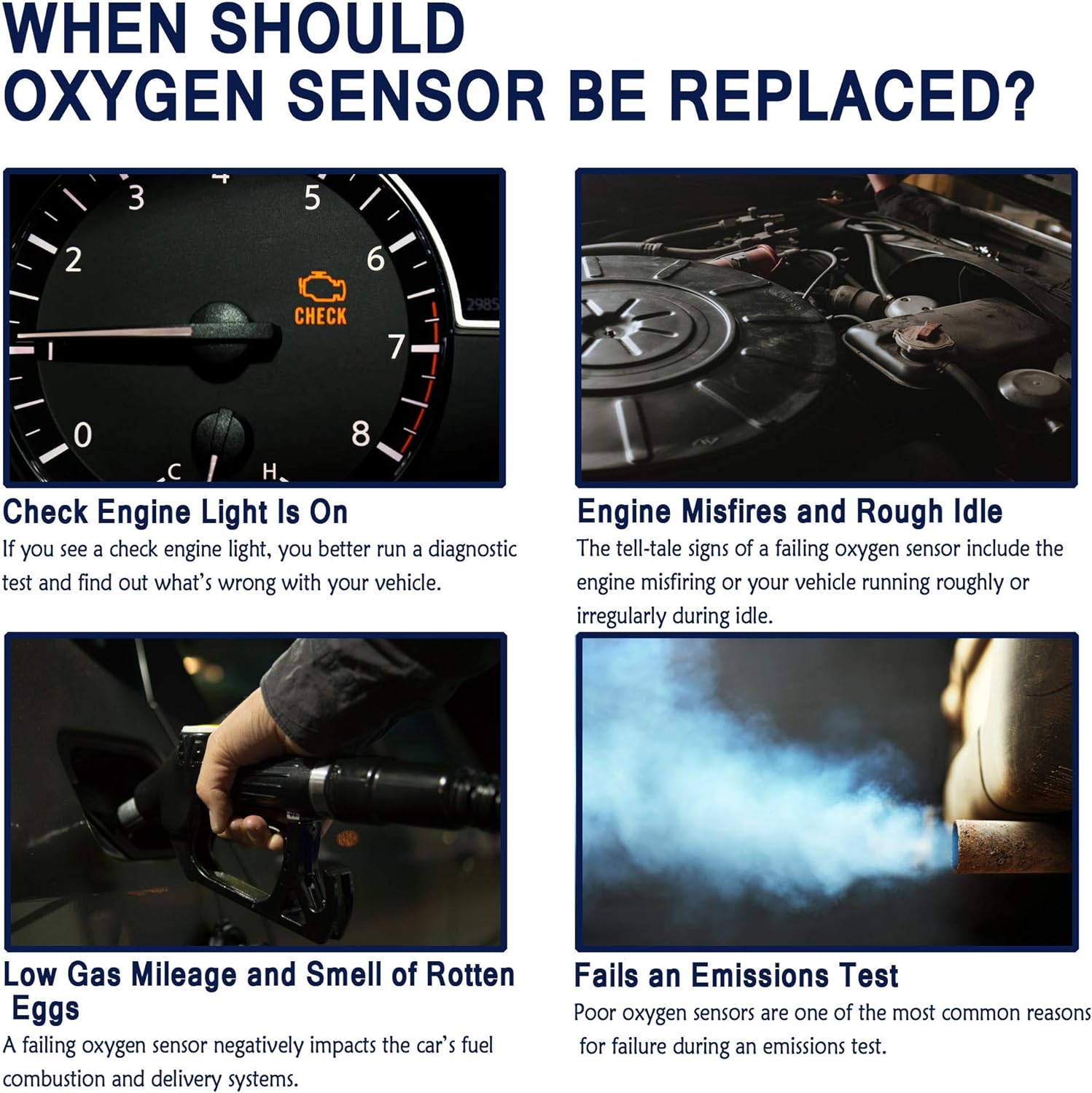 HiSport Upstream Oxygen Sensor 250-25005 - Heated 5-Wire Wideband Air Fuel Ratio O2 Sensors, Front Location, Replaces 46811311 1367823 1484862 1495746 226937S000 226937Y020 22693CD700 9470983